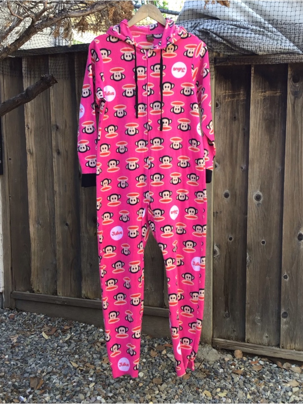 Vintage Y2k Paul Frank Julius Monkey Full Zip Hooded Onesie Pink Womens Medium